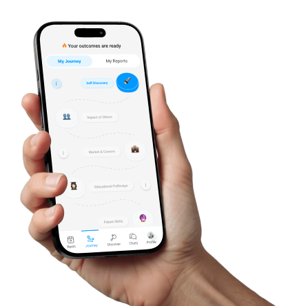 Hand holding an iPhone displaying the Educatly app